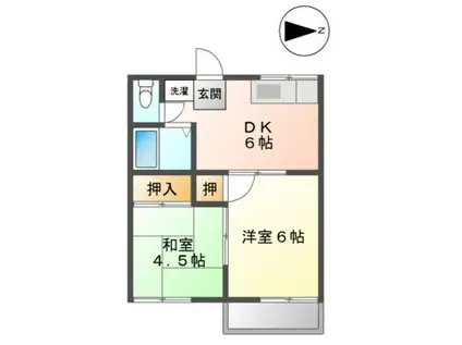 コーポラス大樹(2DK/1階)の間取り写真