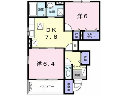 ポラリスIII(2DK/1階)の間取り写真