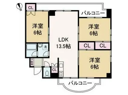 アルコ・ラ・カーサ八家(3LDK/4階)の間取り写真