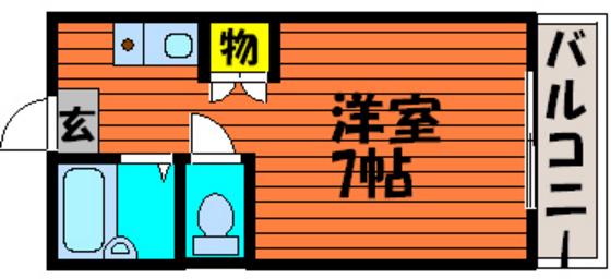 エステートタカツキ(ワンルーム/2階)の間取り写真