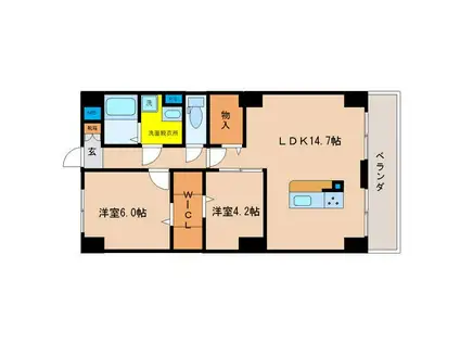 PLACIDES(2LDK/3階)の間取り写真