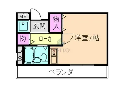 西田ハイツパートII(ワンルーム/2階)の間取り写真