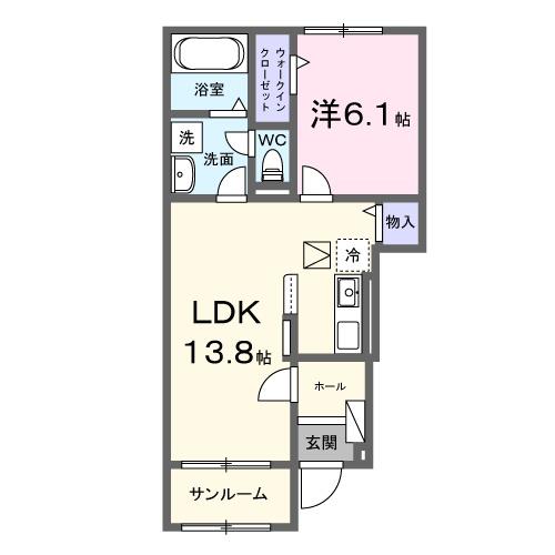 豊郷サンライフ I(1LDK/1階)の間取り写真