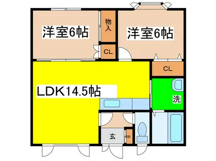メイプルタウンルベル(2LDK/2階)の間取り写真