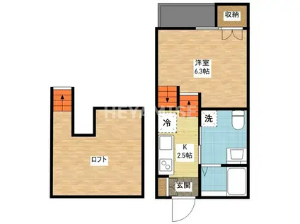 フォレスト旭(1SK/2階)の間取り写真