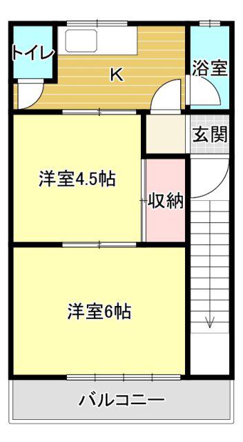 Jシーダ(2K/2階)の間取り写真
