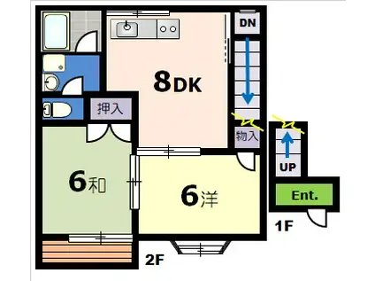 ティーズスクエア(2DK/2階)の間取り写真