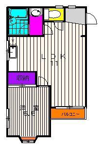 ロワール栗木台(2DK/3階)の間取り写真