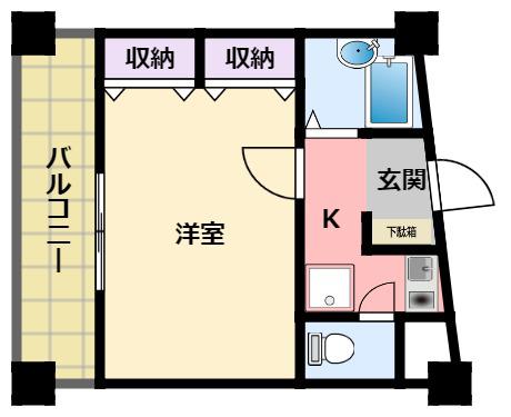 タートルビルII(1K/4階)の間取り写真