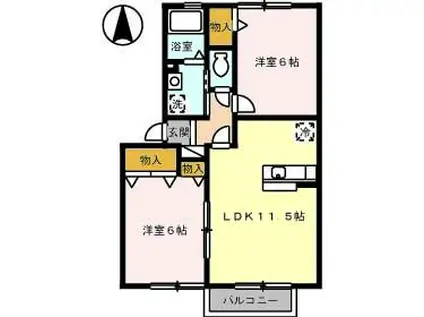 コンフォール I号館(2LDK/2階)の間取り写真