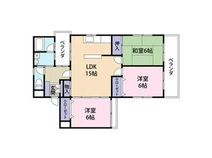 グリンシャトー杉山(3LDK/2階)の間取り写真