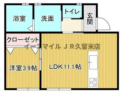 シャンドゥ・フルール(1LDK/1階)の間取り写真