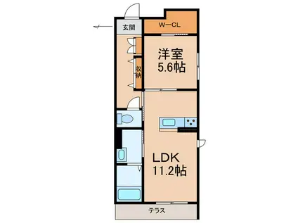 ハルミエールII(1LDK/1階)の間取り写真
