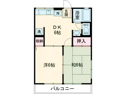 プラド光城B(2DK/1階)の間取り写真