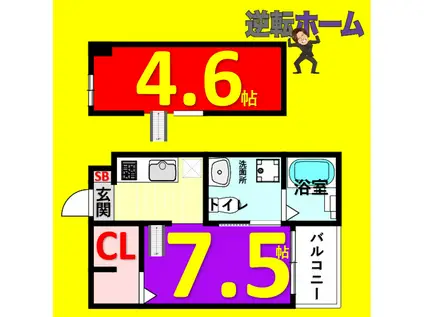 DOLCE(ワンルーム/2階)の間取り写真