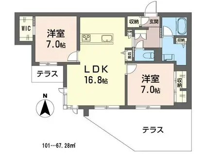 メゾン フォレスト 芝(2LDK/1階)の間取り写真
