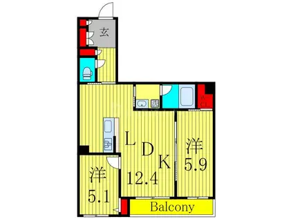 BLOOMING STAGE(2LDK/2階)の間取り写真
