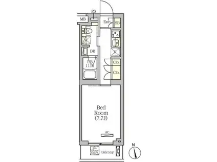 アークマーク南品川(1K/3階)の間取り写真