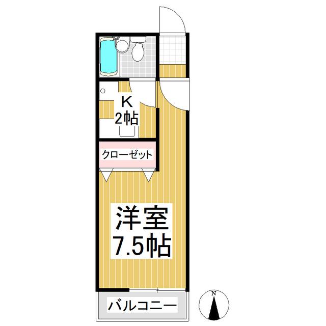 キャッスルスクエア(1K/2階)の間取り写真
