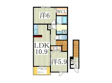 ファミールヒルズ II(2LDK/2階)の間取り写真