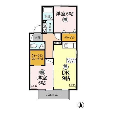 クロワールI/II(2DK/2階)の間取り写真