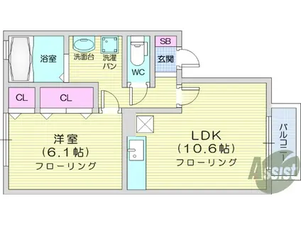 クラレンスホワイトⅡ(1LDK/2階)の間取り写真