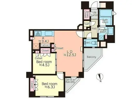 ザ・パークハウス代官山(2LDK/6階)の間取り写真