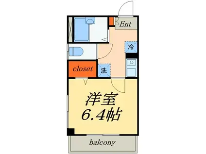 TSマンション(1K/2階)の間取り写真