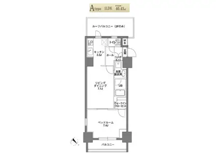 KDX岩本町レジデンス(1LDK/9階)の間取り写真