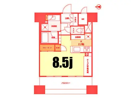 スタイリオ横浜反町(ワンルーム/8階)の間取り写真