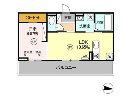 LUSSOIII(1LDK/3階)の間取り写真