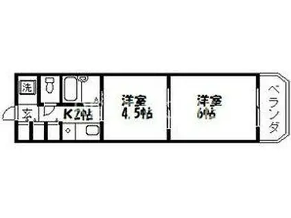 パール9(1DK/4階)の間取り写真