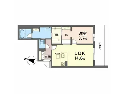シャーメゾン サンティエルジュ(1LDK/1階)の間取り写真