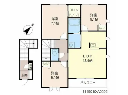 エルメゾン新徳A棟(3LDK/2階)の間取り写真