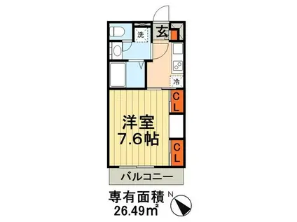 リブリ・ルームス 本千葉(1K/2階)の間取り写真