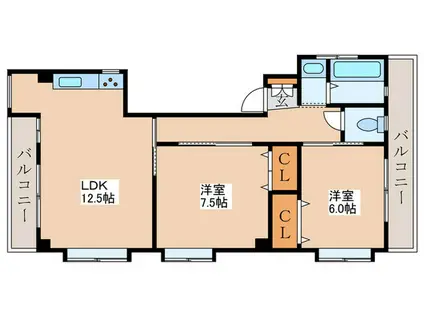 第1小野ビル(2LDK/4階)の間取り写真