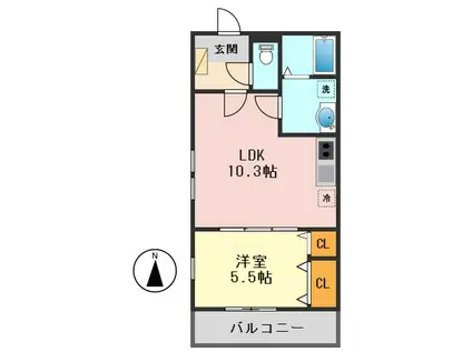 INSULA SERENA(1LDK/1階)の間取り写真