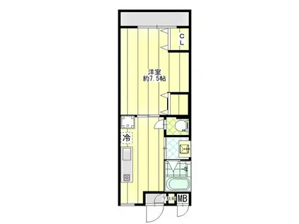 京阪本線 関目駅 徒歩1分 5階建 築37年(1K/5階)の間取り写真