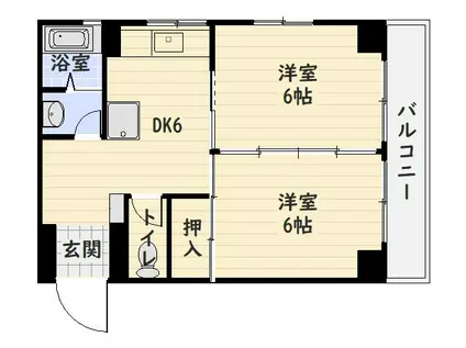 ルクール西千石(2DK/4階)の間取り写真