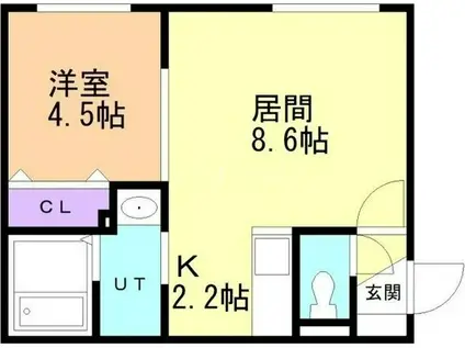 M.新道東(1LDK/2階)の間取り写真