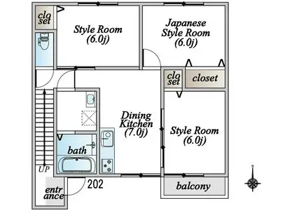 イーストヒルズSHONAN(3DK/2階)の間取り写真