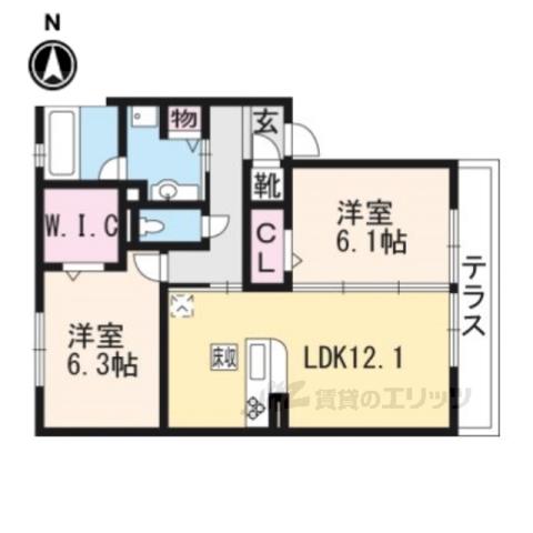 ソレイユ(2LDK/1階)の間取り写真