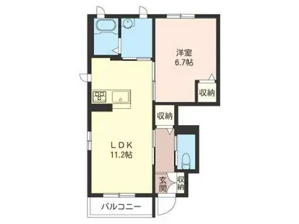 エスポワール(1LDK/1階)の間取り写真