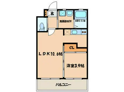 ベイスタイル(1LDK/2階)の間取り写真