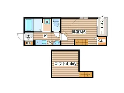 LIETO長町南 II(1K/2階)の間取り写真