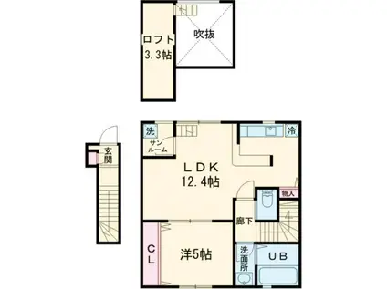 ヒルズ聖籠III(1LDK/2階)の間取り写真