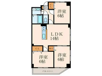 ロージュマン黄金町(3LDK/2階)の間取り写真