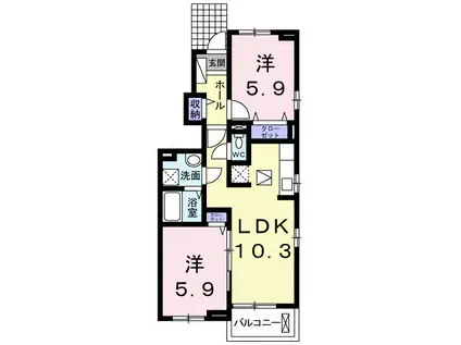 グランナチュレユー(2LDK/1階)の間取り写真