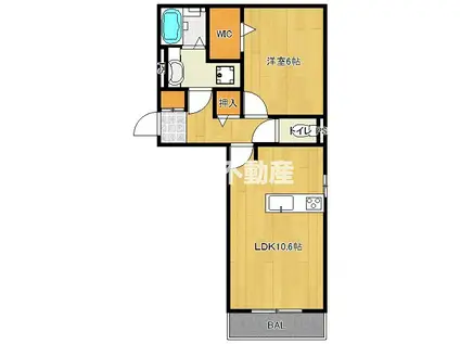 BELLE DEMEURE(1LDK/1階)の間取り写真