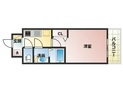 ALIVIS福島海老江(1K/4階)の間取り写真